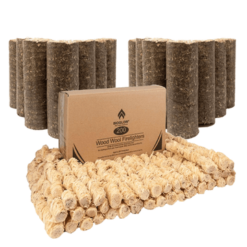 Nestro Logs Twin Pack & Natural Firelighters Bundle Wood Fuel Starter Pack