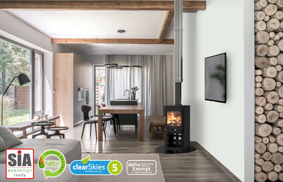 Saltfire ST-X5 Wood Buring Stove in living room
