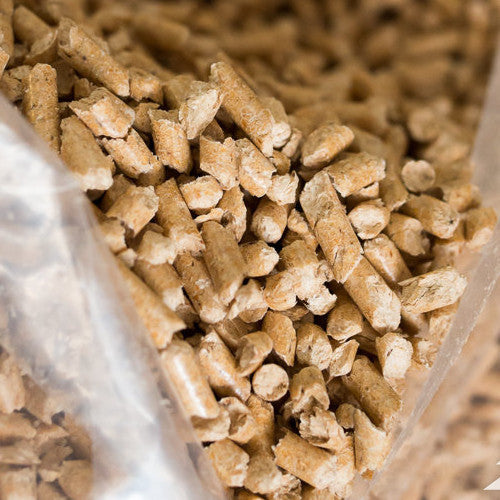 Biofuel wood pellets close up